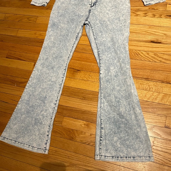 Jean Vintage y2k long sleeve Wide Flare Bootcut button western acid faded bleach - Picture 5 of 9